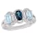 1 3/5 CT TGW London Blue and Sky Blue Topaz with 1/5 CT TW Diamond
3-Stone Ring in Sterling Silver