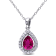 2 1/5 CT TGW  Created Ruby and White Sapphire Teardrop Halo Pendant with
Chain in Sterling Silver