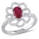 1 CT TGW Ruby and 5/8 CT TW Diamonds Flower Ring in 14K White Gold