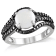 1 1/4 CT TGW Opal and 1/10 CT TW Black Diamond Cocktail Ring in Sterling Silver