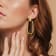 Open Huggie Hoop with Open Rectangular Drop Earrings in 10k Yellow Gold