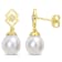 8-9MM South Sea Cultured Pearl and White Topaz Earrings in 14K Yellow
Gold Over Sterling Silver