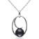 9.5-10MM Black Tahitian Cultured Pearl Geometric Pendant with Chain in
Sterling Silver