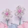 2 CT TGW Pink Sapphire and White Topaz Flower Earrings in Sterling Silver