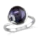 9-9.5MM Black Freshwater Cultured Pearl Ring with Diamonds in Sterling Silver