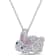 1 1/10 CT TGW Created Pink, White and Blue Sapphire Bunny Necklace in
Sterling Silver