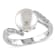 9-9.5MM Freshwater Cultured Pearl Bypass Ring with Diamonds in Sterling Silver