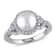 8.5-9MM Freshwater Cultured Pearl and Cubic Zirconia Halo Ring in
Sterling Silver