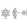 1 CT TDW Diamond Cluster Stud Earrings in 14k White Gold