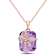 6 3/4 CT TGW Amethyst and White Topaz Pendant with Chain in Rose Plated
Sterling Silver