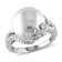 12-12.5MM Freshwater Cultured Pearl Ring with Diamonds in Sterling Silver