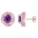 3 1/3 CT TGW Amethyst and White Topaz Swirl Halo Earrings in Rose Plated
Sterling Silver