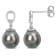 8-9MM Black Tahitian Cultured Pearl and White Topaz Drop Earrings in
Sterling Silver
