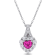 2 7/8 CT TGW Created Pink and White Sapphire Halo Heart Pendant With
Chain in Sterling Silver