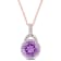3 CT TGW White Topaz and Amethyst Pendant with Chain in Rose Plated
Sterling Silver
