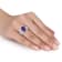 3 3/8 CT TGW Amethyst and Created White Sapphire Halo Ring in Sterling Silver