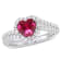 2 1/2 CT TGW Created Ruby and Created white Sapphire Halo Engagement
Ring in Sterling Silver