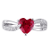 1 5/8 CT TGW Created Ruby and Diamond Accent Heart Ring in Sterling Silver