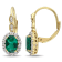 2 1/4 CT  Created Emerald, White Topaz and Diamond Accent Vintage
LeverBack Earrings in 14k Gold
