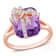 6 3/4 CT TGW Amethyst and Topaz Ring in Rose Plated Sterling Silver