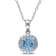 1 3/5 CT TGW Sky Blue Topaz Halo Pendant with Chain in Sterling Silver