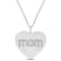 1/10 CT TDW Diamond 'Mom' Engraved Heart Pendant with Chain in Sterling Silver