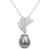 9.5-10MM Black Tahitian Cultured Pearl and Diamond Accent Pendant with
Chain in Sterling Silver