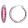 3 CT TGW Created Ruby Inside Outside Hoop Earrings in Sterling Silver