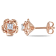 Created White Sapphire Flower Stud Earrings in Rose Plated Sterling Silver