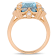 4 4/5 CT TGW London Blue, Sky Blue Topaz with White Topaz Floral Ring in
Rose Plated Sterling Silver