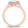 1 1/7 CTW Morganite and White Topaz Open Teardrop Ring in Rose Plated
Sterling Silver