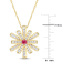 1 1/4 CT TGW Ruby and White Topaz Floral Pendant with Chain in 10K
Yellow Gold