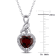 2 CT TGW Garnet and Diamond Accent Heart Halo Twist Pendant with Chain
in Sterling Silver
