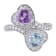 2 5/8 CT TGW Multi Gemstones Heart Twist Ring in Sterling Silver
