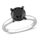 3 ct Black Diamond Solitaire Engagement Ring in 14K White Gold