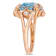 4 4/5 CT TGW London Blue, Sky Blue Topaz with White Topaz Floral Ring in
Rose Plated Sterling Silver