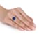 5 3/4 CT TGW Created Blue Sapphire and 1/10 CT TW Diamond Halo Ring in
Sterling Silver
