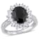 4 3/4 CT TGW Black Sapphire and Created White Sapphire Halo Ring in
Sterling Silver