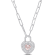 1 3/8 CT TGW Morganite and Created White Sapphire Double Halo Heart Lock
Necklace in Sterling Silver
