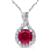 1 5/8 CT TGW Created Ruby and 1/4 CT TW Diamond Teardrop Pendant with
Chain 10K White Gold