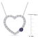 1 5/8 CT TGW Created Blue and White Sapphire Heart Necklace in Sterling Silver