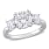 2-3/5 CT DEW Created Moissanite 3-Stone Engagement Ring in 10K White Gold