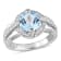 3 3/4 CT TGW Sky Blue and White Topaz Halo Split Ring in Sterling Silver
