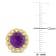 3 3/4 TGW African Amethyst Halo Link Stud Earrings in Yellow Plated
Sterling Silver
