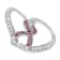 14K White Gold Diamond and Lab Created Pink Sapphire Awareness Ribbon
& Open Heart Pendant w\chain