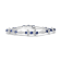 18K White Gold Round Blue Sapphire and Round Diamonds Floral Design Link Bracelet