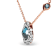 18K Rose Gold Round Blue Topaz and Round Sapphire with Diamond Accent Necklace