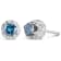 1.00ctw Treated Blue and White Diamond 14K White Gold Hidden Halo Stud Earrings