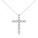 Sterling Silver 1.0ctw Round-Cut Diamond Cross 18" Pendant w\chain