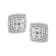 Diamond Accented Square-Shaped Sterling Silver Milgrain Stud Earrings
